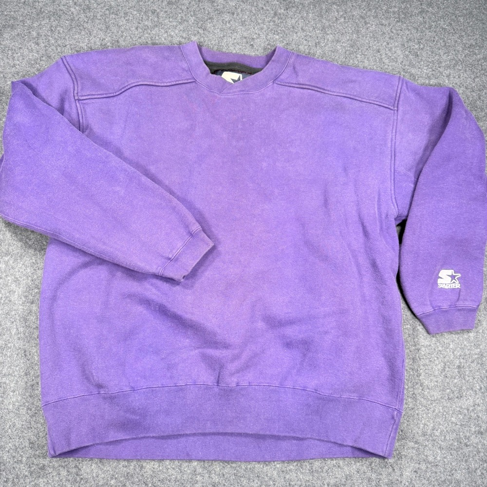 Starter Mens Vintage Purple Crewneck Sweatshirt Large Embroidered Logo RN67879